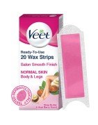 Veet Ready to Use Wax Strips Full Body Waxing Kit - Normal Skin, 20 Strips